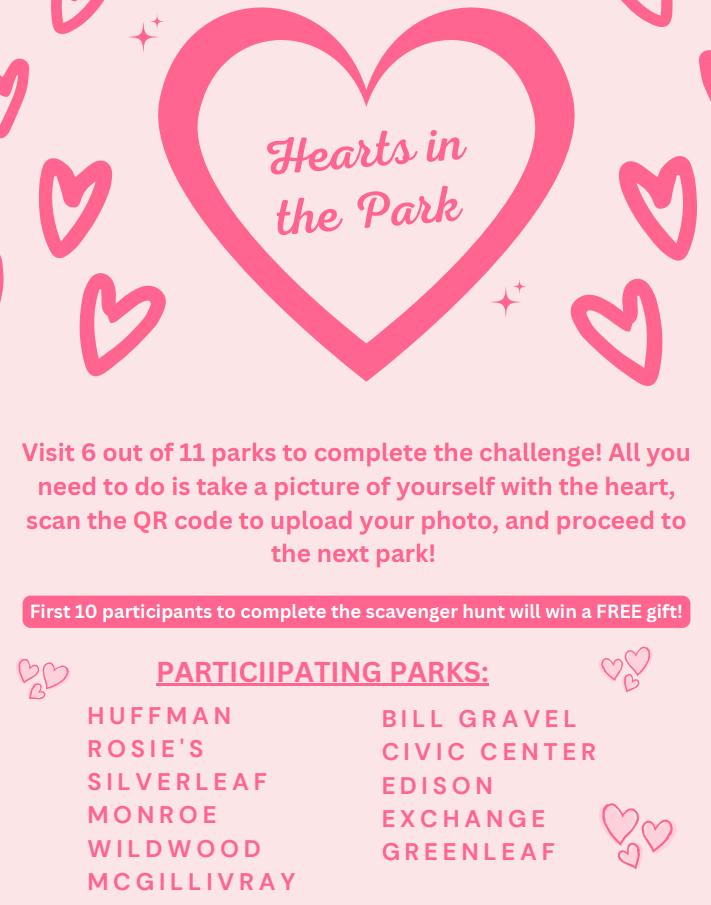 Hearts in the Park Flyer with Park names