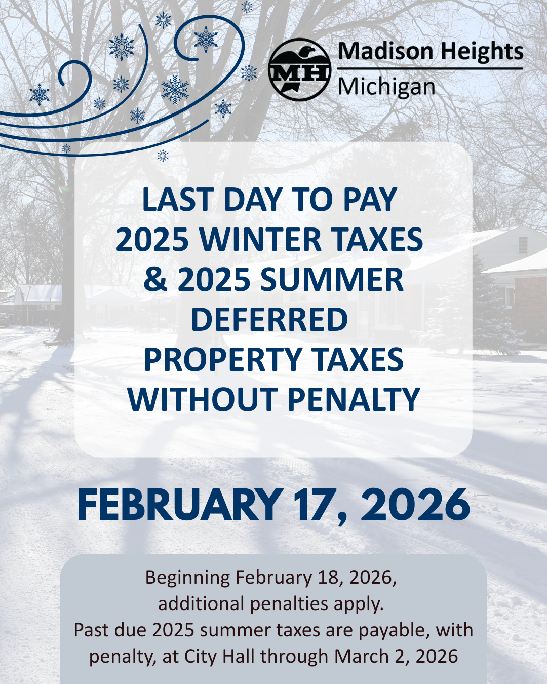 Cover image for Winter Property Tax News Flash Information