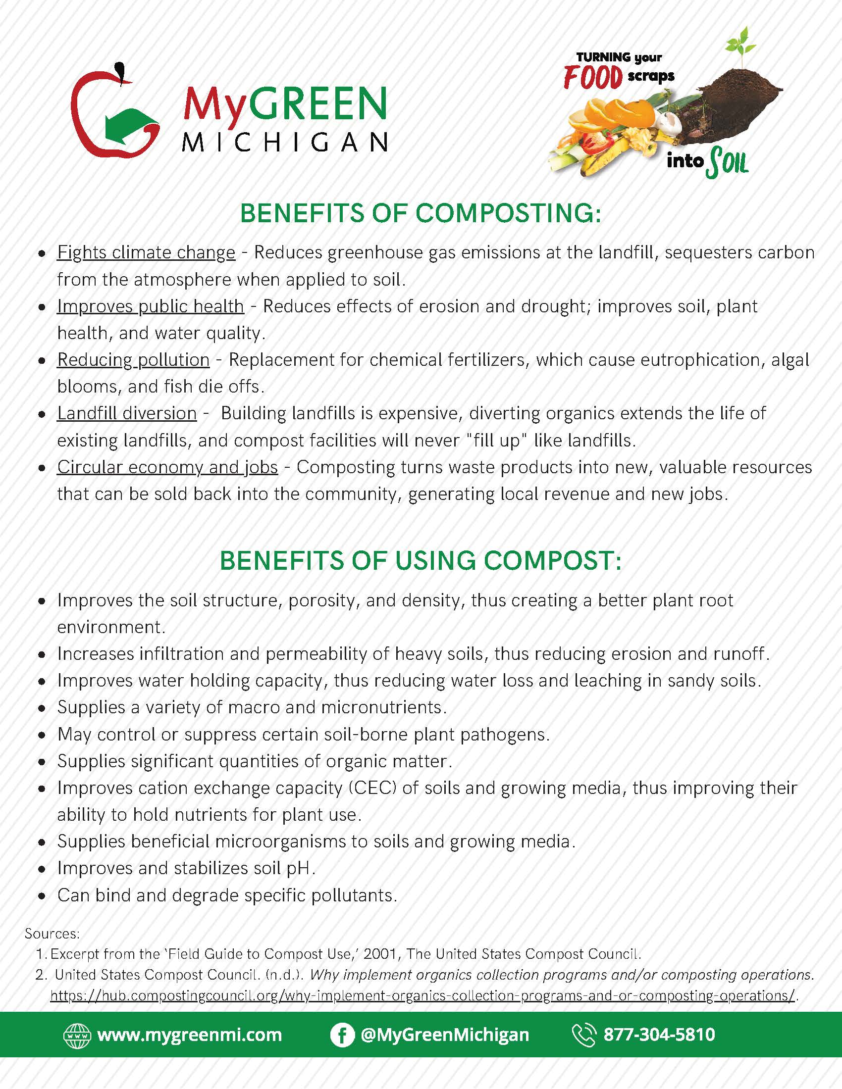 Flyer with benefits about composting 